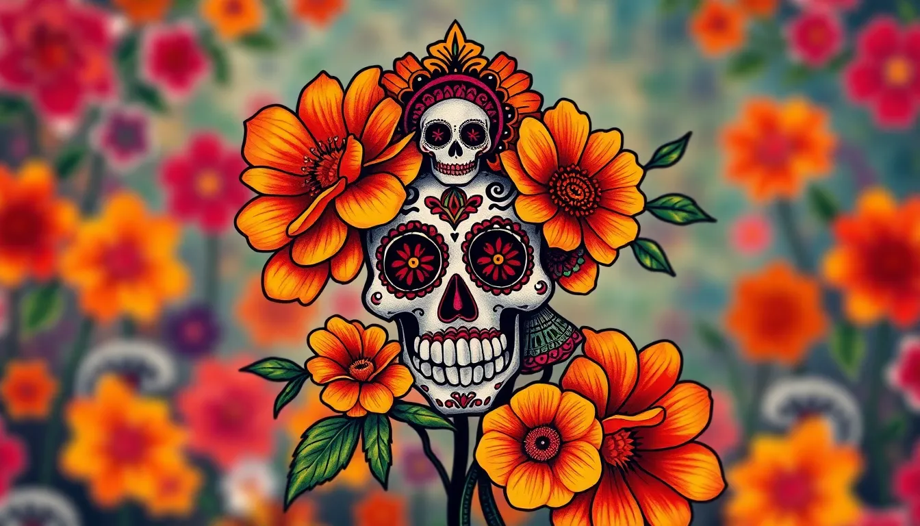 50+ Day of the Dead Tattoo Ideas: Sugar Skulls, La Catrina & Memorial Designs 4 50+ Day of the Dead Tattoo Ideas: Sugar Skulls, La Catrina & Memorial Designs 3