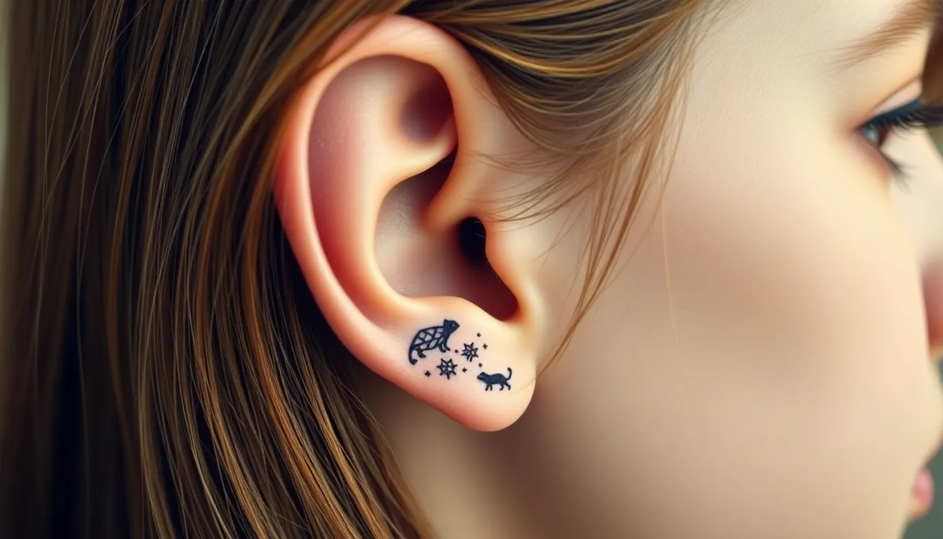 50+ Stunning Ear Tattoo Ideas: From Delicate Florals to Bold Geometric Designs 6 50+ Stunning Ear Tattoo Ideas: From Delicate Florals to Bold Geometric Designs 5