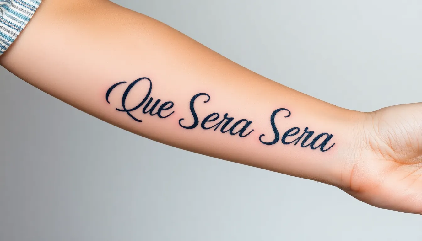 35+ Stunning Que Sera Sera Tattoo Ideas & Designs That Mean Everything 6 35+ Stunning Que Sera Sera Tattoo Ideas & Designs That Mean Everything 5