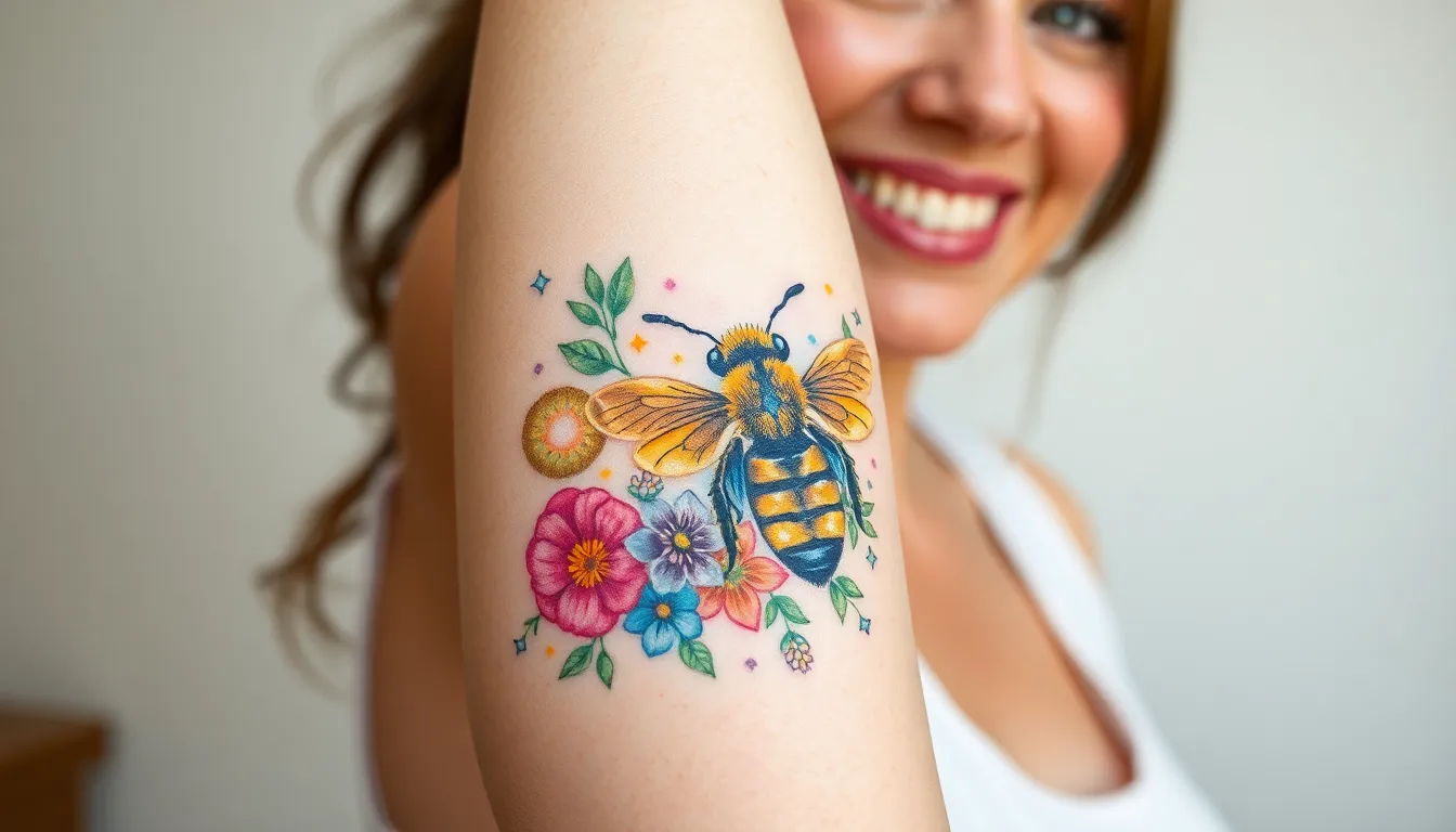 50 Stunning Queen Bee Tattoo Ideas: From Minimalist to Bold Royal Designs 6 50 Stunning Queen Bee Tattoo Ideas: From Minimalist to Bold Royal Designs 5