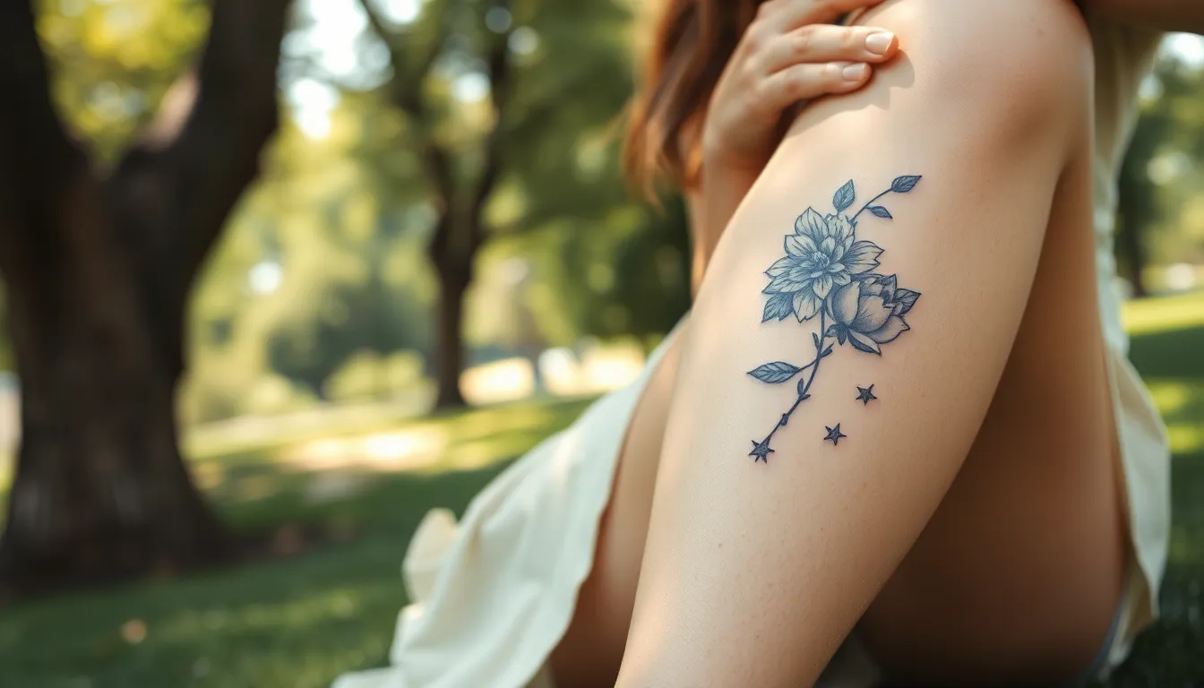 50+ Stunning Leg Tattoo Ideas for Women: From Delicate Florals to Bold Statement Pieces 8 50+ Stunning Leg Tattoo Ideas for Women: From Delicate Florals to Bold Statement Pieces 7