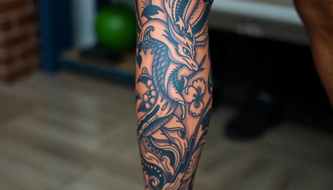 50+ Epic Leg Tattoo Ideas for Men: From Small Designs to Full Sleeves 8 50+ Epic Leg Tattoo Ideas for Men: From Small Designs to Full Sleeves 7