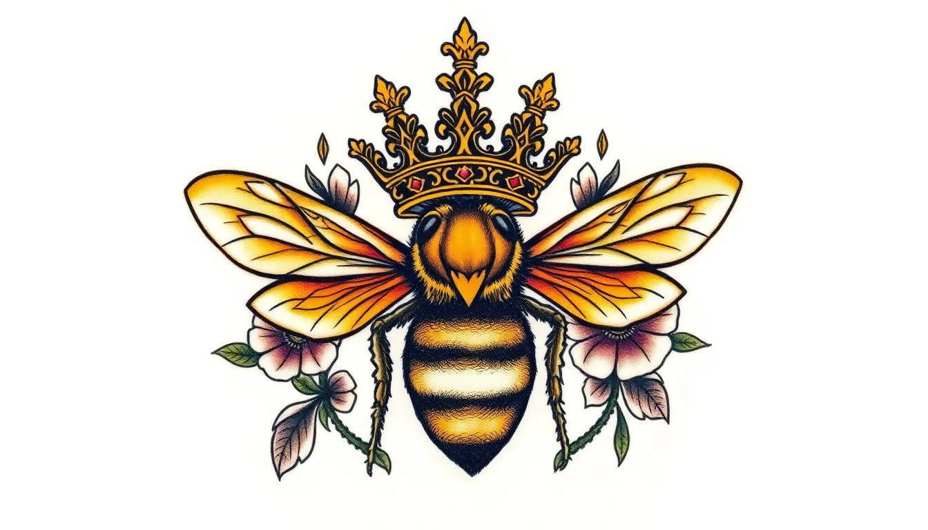 50 Stunning Queen Bee Tattoo Ideas: From Minimalist to Bold Royal Designs 8 50 Stunning Queen Bee Tattoo Ideas: From Minimalist to Bold Royal Designs 7