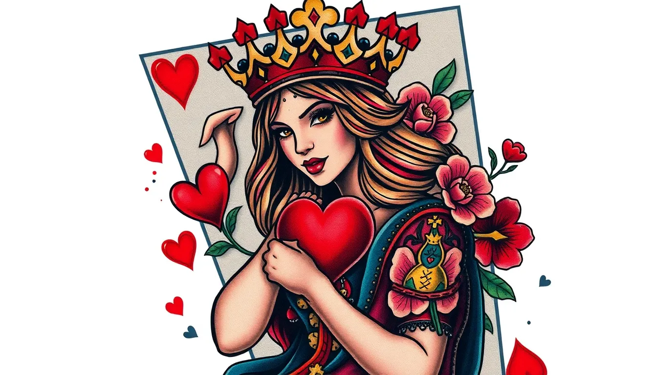50+ Queen of Hearts Tattoo Ideas That'll Make You Feel Like Royalty 8 50+ Queen of Hearts Tattoo Ideas That'll Make You Feel Like Royalty 7