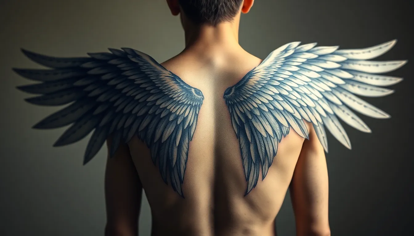 50 Stunning Angel Tattoo Ideas: From Guardian Wings to Memorial Tributes 10 50 Stunning Angel Tattoo Ideas: From Guardian Wings to Memorial Tributes 9