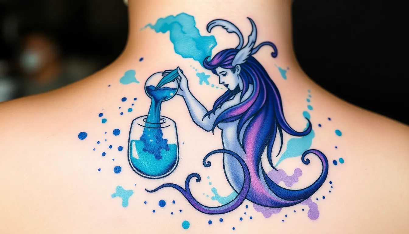 50+ Stunning Aquarius Tattoo Ideas to Show Your Water Bearer Pride 10 50+ Stunning Aquarius Tattoo Ideas to Show Your Water Bearer Pride 9