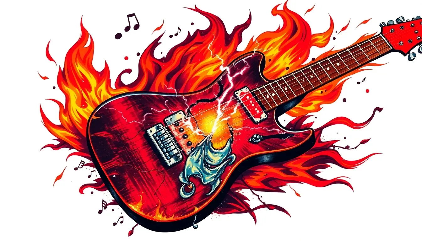 50+ Guitar Tattoo Ideas: From Acoustic to Electric Designs That Rock 10 50+ Guitar Tattoo Ideas: From Acoustic to Electric Designs That Rock 9