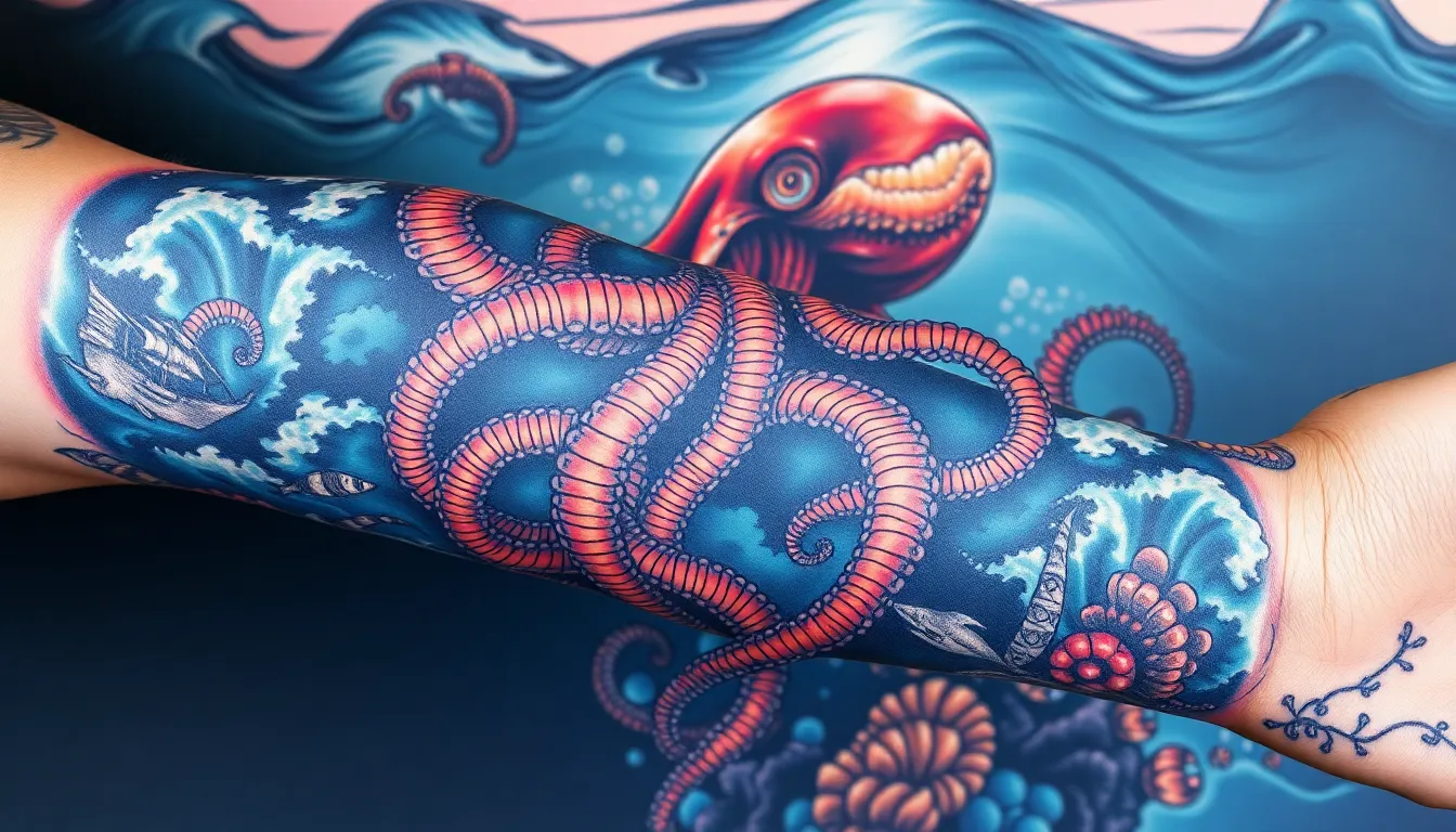 50+ Epic Kraken Tattoo Ideas: From Traditional to Modern Sea Monster Designs 10 50+ Epic Kraken Tattoo Ideas: From Traditional to Modern Sea Monster Designs 9