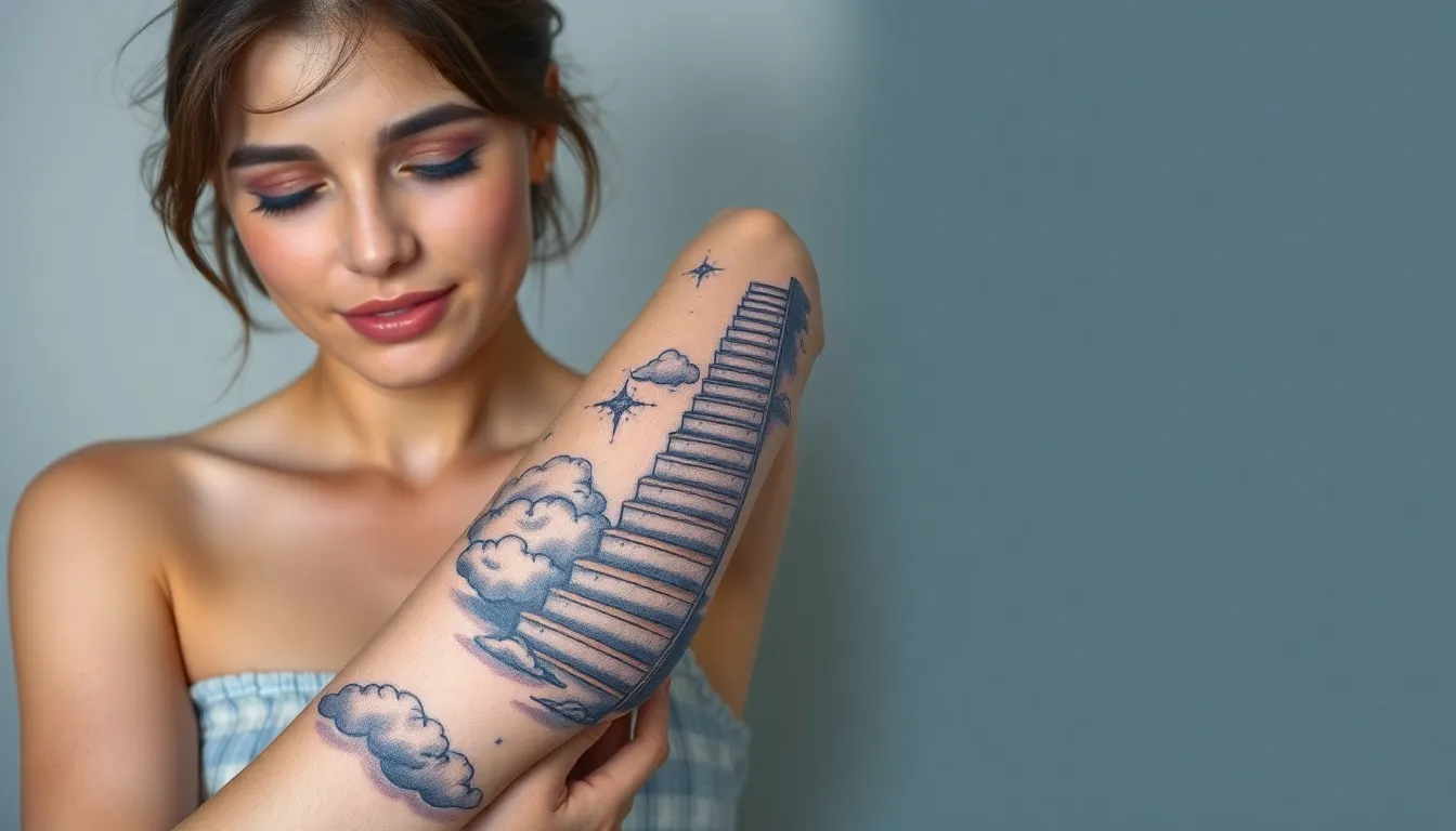 25 Stunning Stairway to Heaven Tattoo Ideas That Will Inspire Your Next Ink 10 25 Stunning Stairway to Heaven Tattoo Ideas That Will Inspire Your Next Ink 9