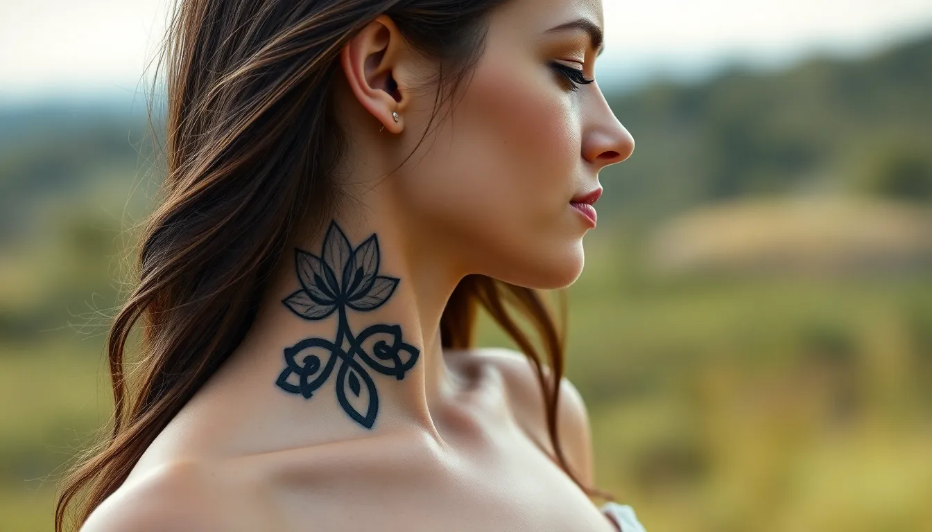 35 Stunning Neck Tattoo Ideas for Women: Delicate to Bold Designs 12 35 Stunning Neck Tattoo Ideas for Women: Delicate to Bold Designs 11
