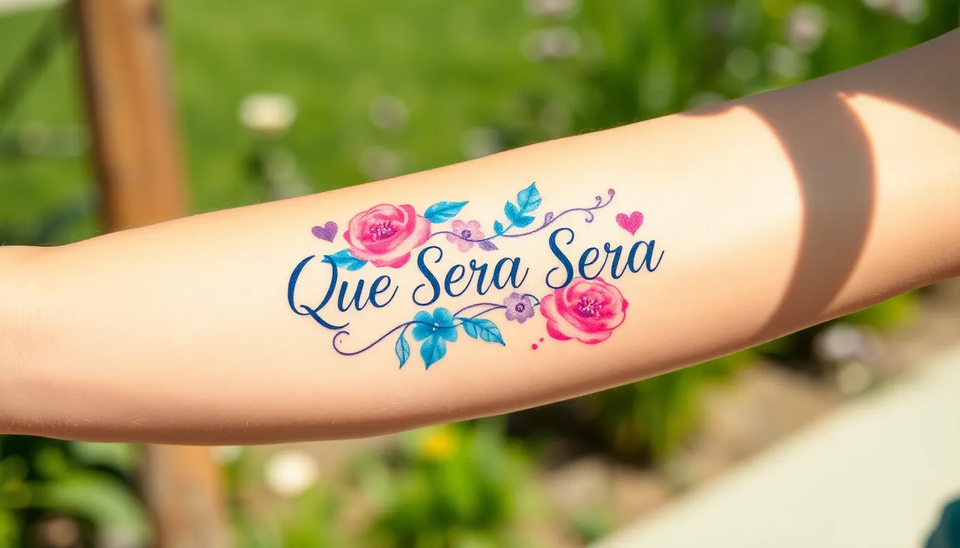 35+ Stunning Que Sera Sera Tattoo Ideas & Designs That Mean Everything 12 35+ Stunning Que Sera Sera Tattoo Ideas & Designs That Mean Everything 11
