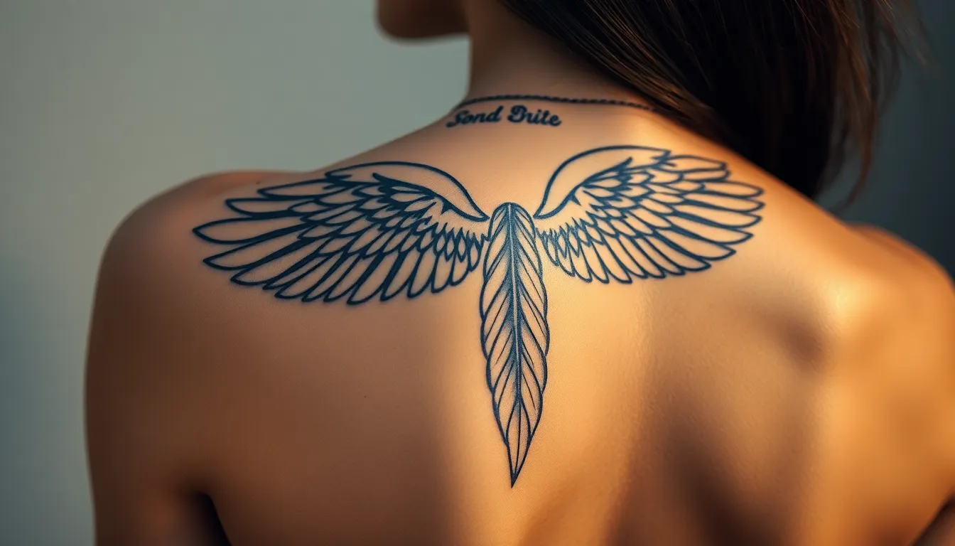 50 Stunning Angel Tattoo Ideas: From Guardian Wings to Memorial Tributes 14 50 Stunning Angel Tattoo Ideas: From Guardian Wings to Memorial Tributes 13