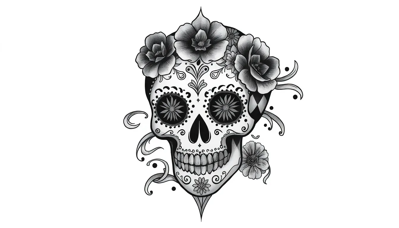 50+ Day of the Dead Tattoo Ideas: Sugar Skulls, La Catrina & Memorial Designs 14 50+ Day of the Dead Tattoo Ideas: Sugar Skulls, La Catrina & Memorial Designs 13
