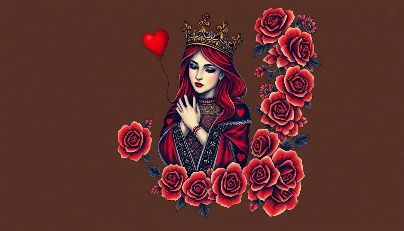 50+ Queen of Hearts Tattoo Ideas That'll Make You Feel Like Royalty 14 50+ Queen of Hearts Tattoo Ideas That'll Make You Feel Like Royalty 13