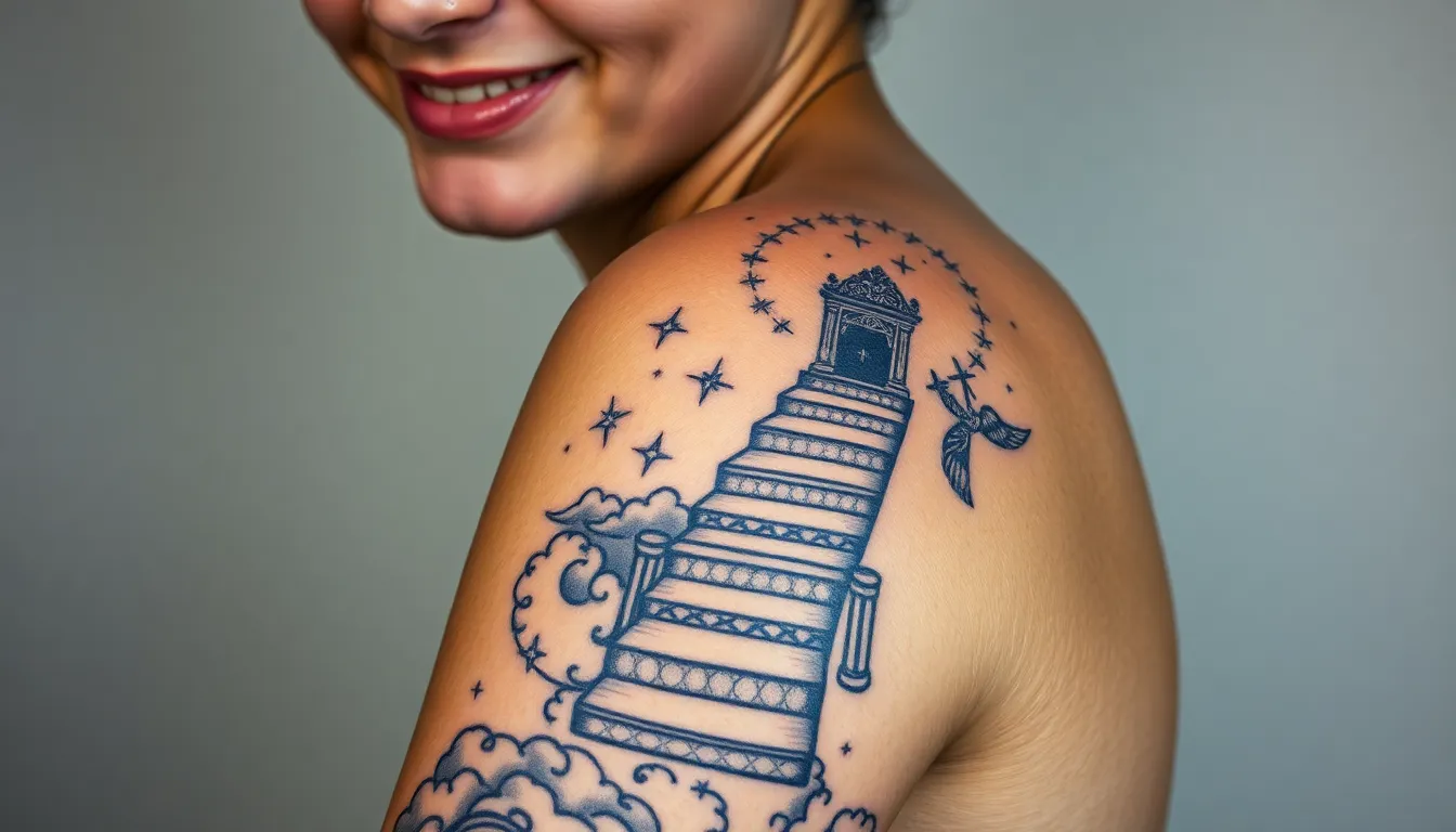 25 Stunning Stairway to Heaven Tattoo Ideas That Will Inspire Your Next Ink 16 25 Stunning Stairway to Heaven Tattoo Ideas That Will Inspire Your Next Ink 15