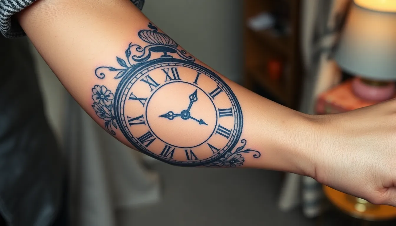 50+ Stunning Tattoo Clock Ideas That Tell Your Story (2025 Designs) 16 50+ Stunning Tattoo Clock Ideas That Tell Your Story (2025 Designs) 15