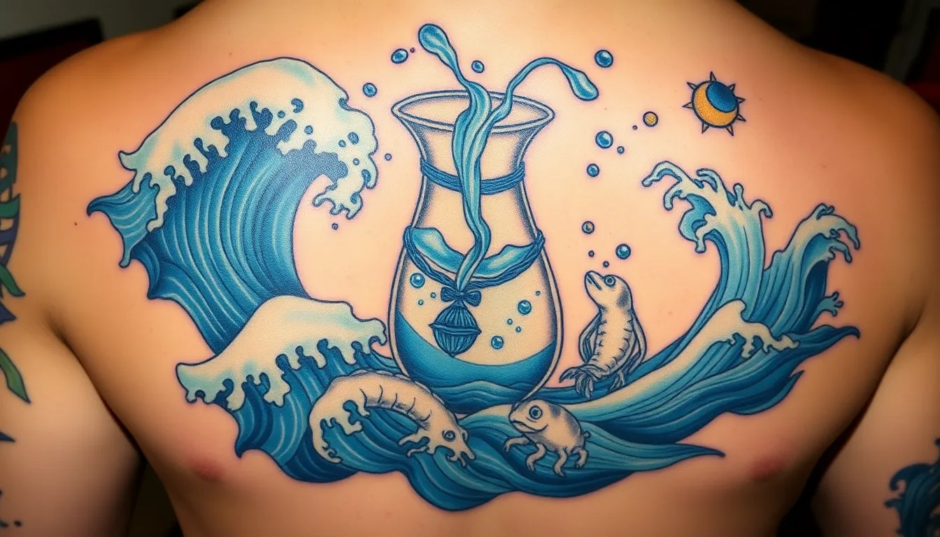 50+ Stunning Aquarius Tattoo Ideas to Show Your Water Bearer Pride 2 50+ Stunning Aquarius Tattoo Ideas to Show Your Water Bearer Pride 1