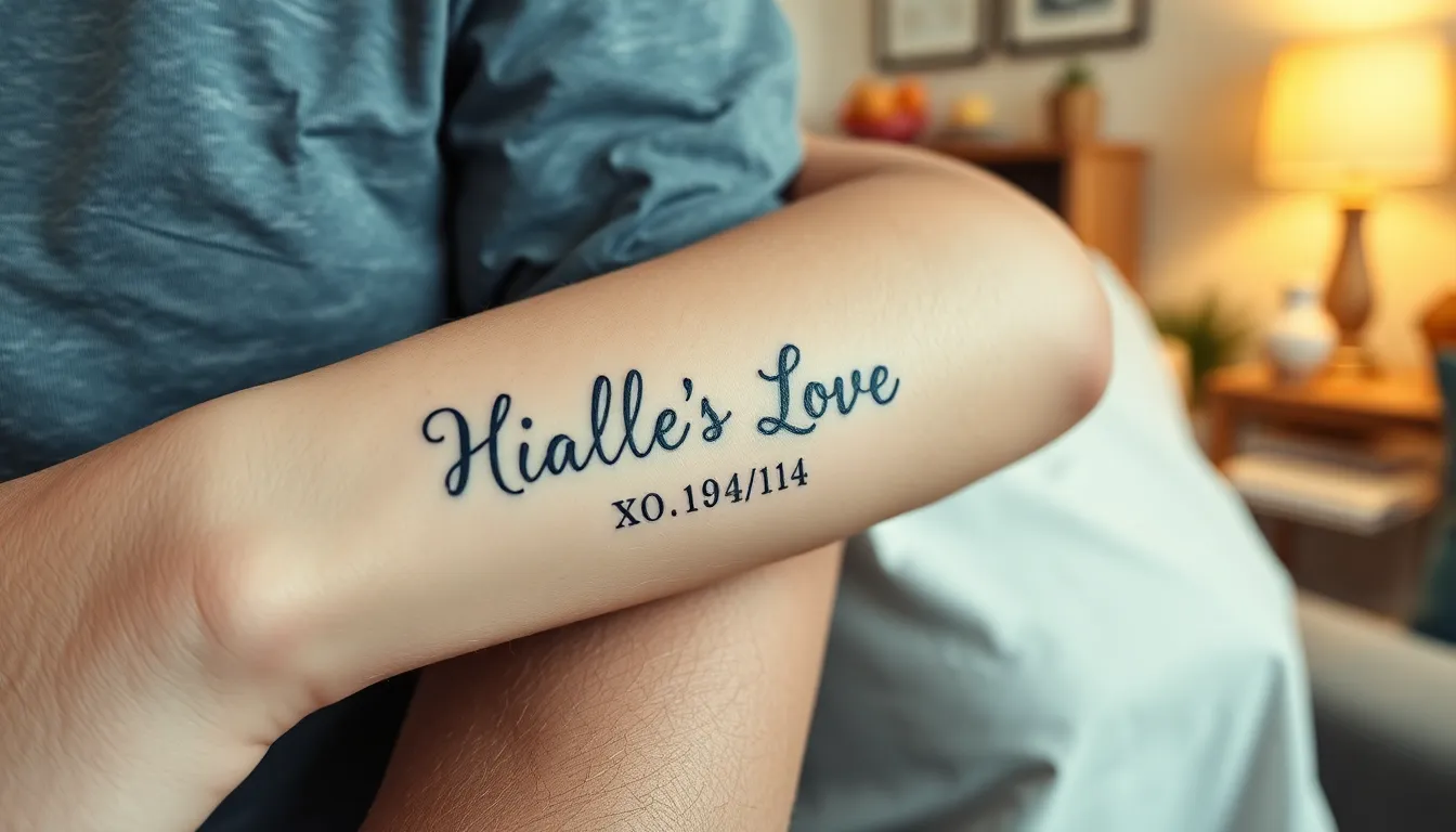 50+ Beautiful Tattoo Ideas for Children's Names That Parents Actually Love 2 50+ Beautiful Tattoo Ideas for Children's Names That Parents Actually Love 1