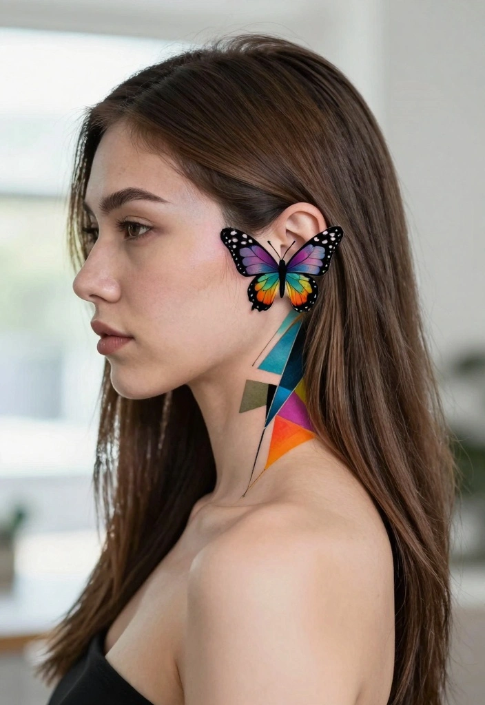 10 Behind the Ear Butterfly Tattoo Ideas Subtle and Cute 56 10 Behind the Ear Butterfly Tattoo Ideas Subtle and Cute 6. Abstract Butterfly Design 0