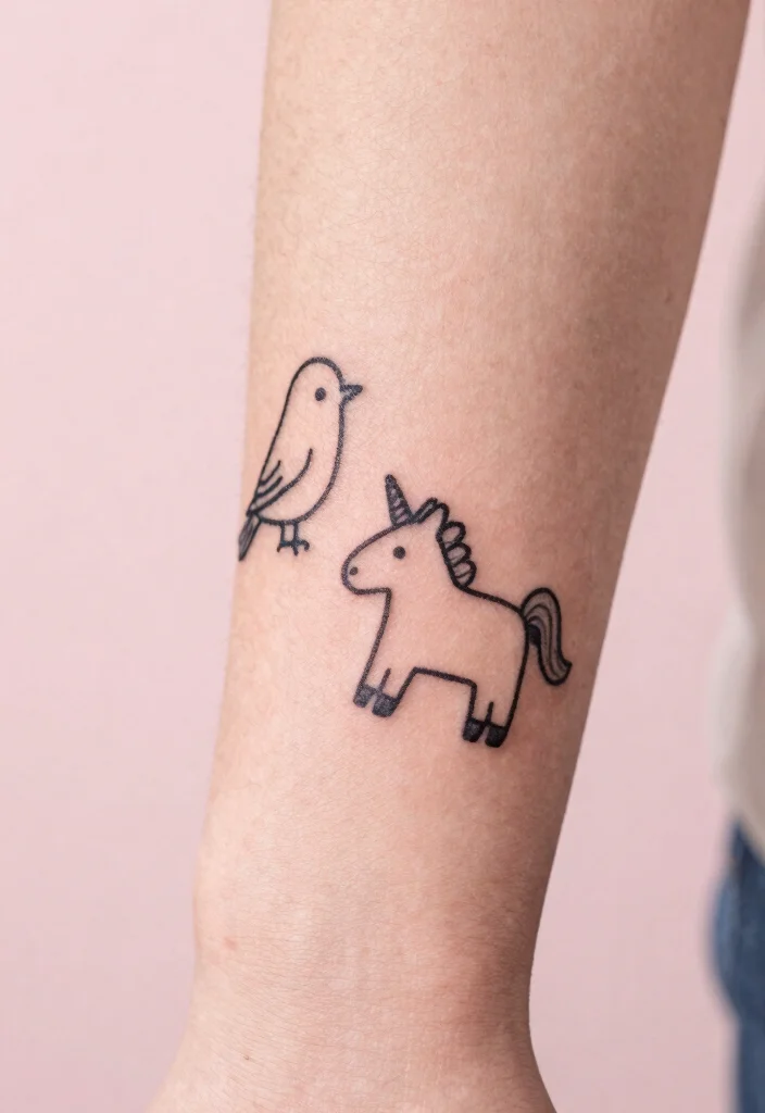 10 Easy Hand Doodle Tattoo Ideas With Pen Style Looks 3. Whimsical Creatures 0