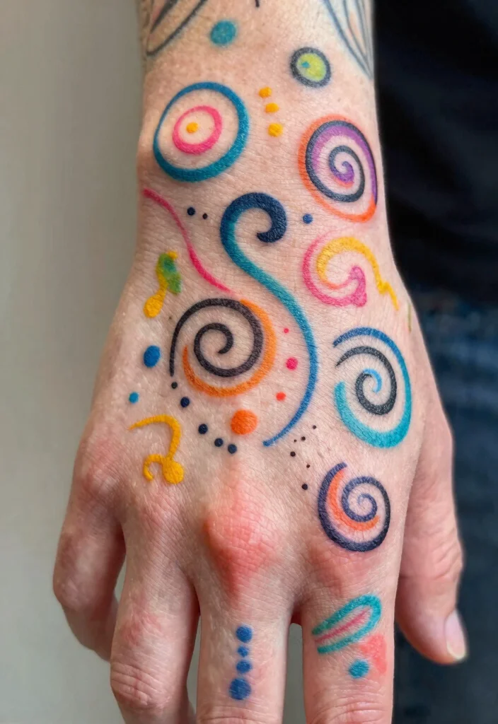 10 Easy Hand Doodle Tattoo Ideas With Pen Style Looks 8. Abstract Designs 0