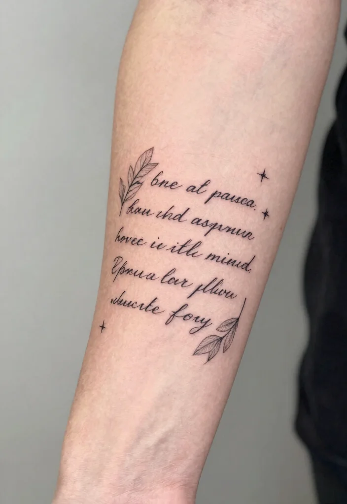 10 Fine Line Book Tattoo Ideas for Readers and Creatives 12 10 Fine Line Book Tattoo Ideas for Readers and Creatives - 2. Literary Quote in Fine Lines 1