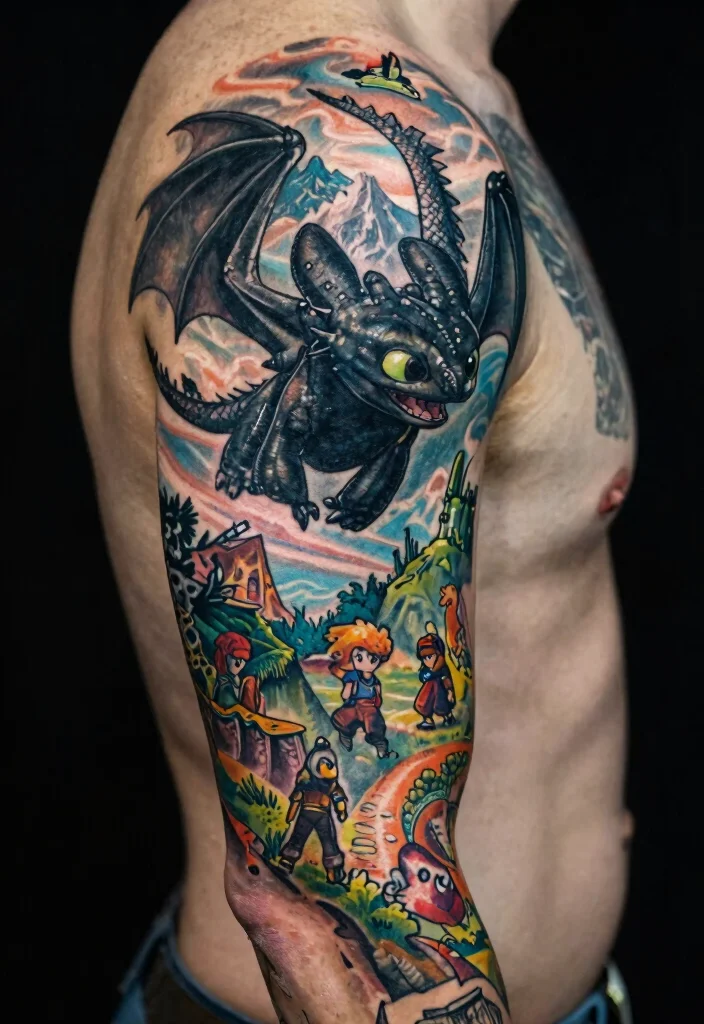 10 How to Train Your Dragon Tattoo Ideas Fun and Nostalgic - 10. The Legend Continues 1