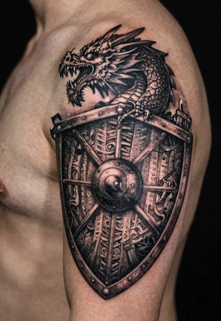 10 How to Train Your Dragon Tattoo Ideas Fun and Nostalgic - 8. The Viking Shield 1