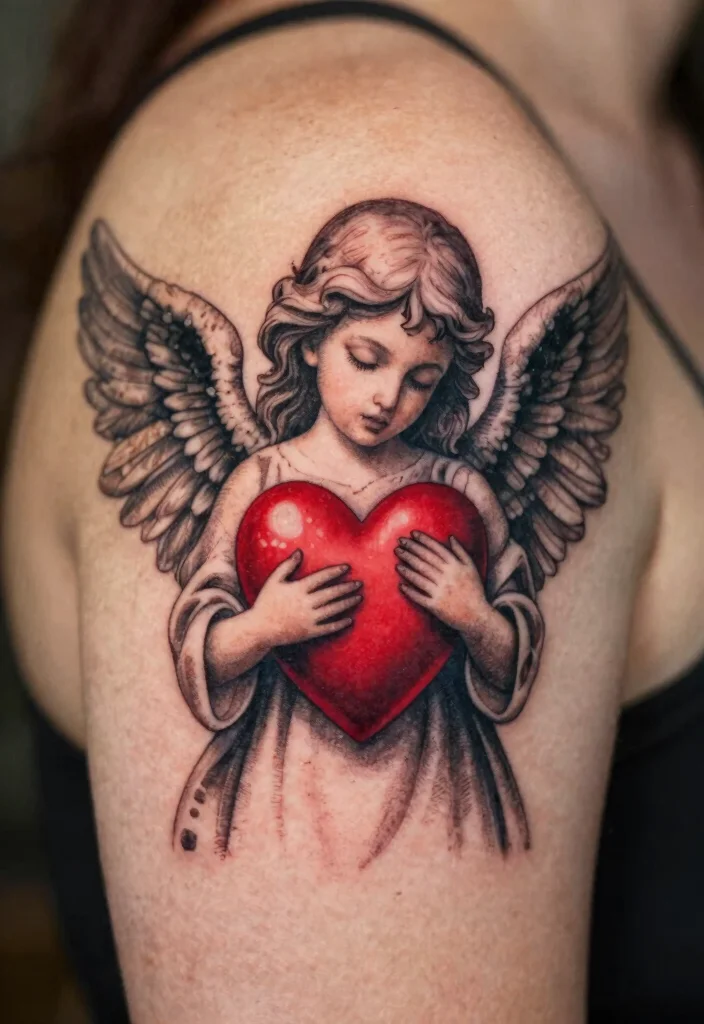 10 I Was His Angel Now Hes Mine Tattoo Ideas With Deep Meaning 9. Angel with Boundless Love 0