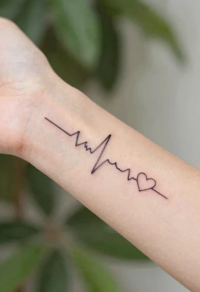 10 Simple Mom and Son Tattoo Ideas With Deep Meaning - 1. The Heartbeat Line 1