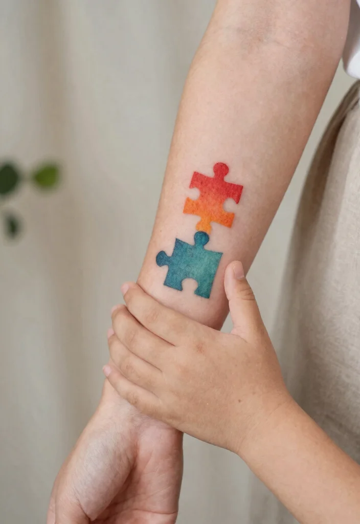 10 Simple Mom and Son Tattoo Ideas With Deep Meaning - 3. Puzzle Pieces 1