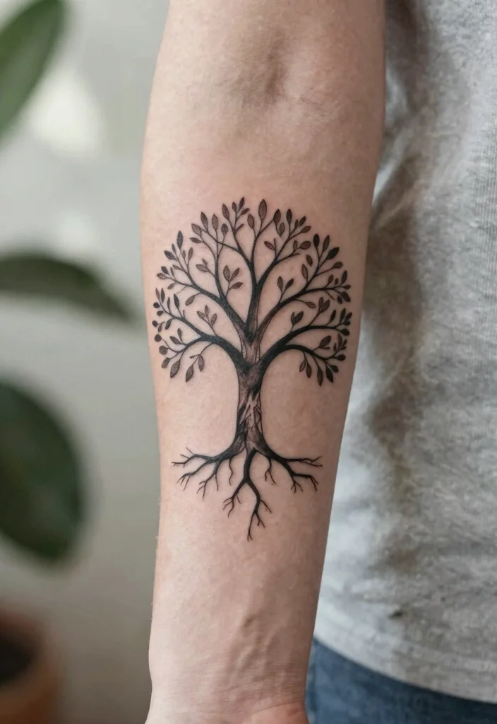 10 Simple Mom and Son Tattoo Ideas With Deep Meaning - 5. Minimalistic Tree of Life 1