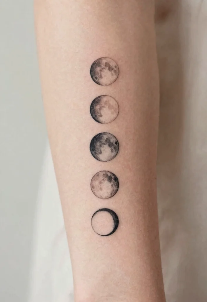 10 Simple Mom and Son Tattoo Ideas With Deep Meaning - 8. Simple Moon Phases 1
