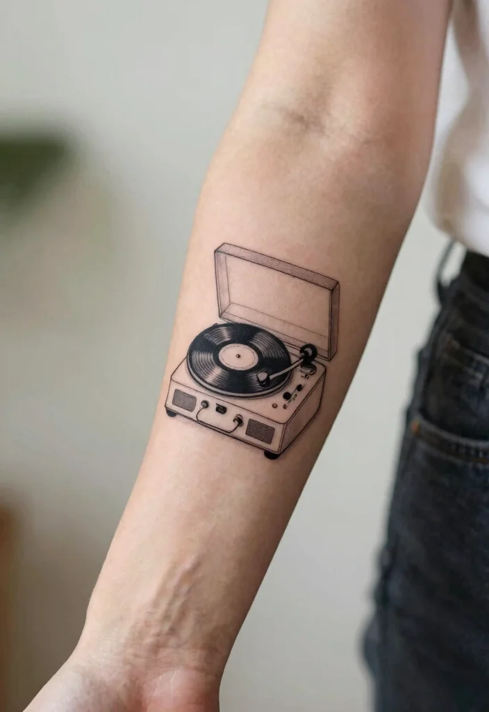 10 Simple Taylor Swift Tattoo Ideas for True Fans - 9. The Vintage Record Player 1