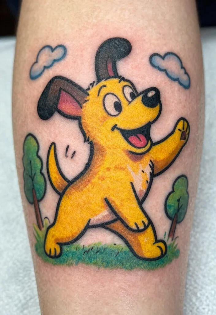 12 Adventure Time Flash Tattoo Ideas Fun and Playful 2. Jake the Dogs Stretchy Fun 0
