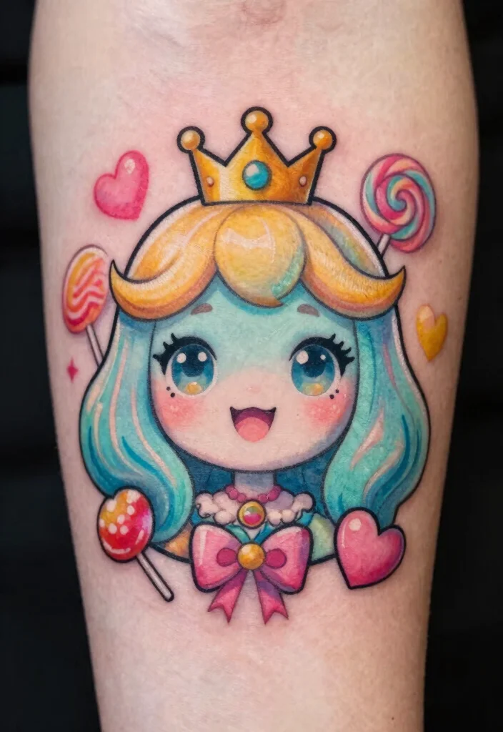12 Adventure Time Flash Tattoo Ideas Fun and Playful 3. Princess Bubblegums Sweet Charm 0