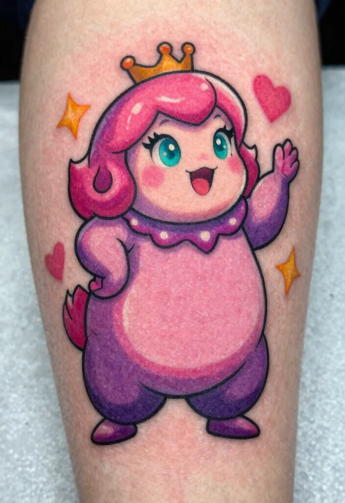 12 Adventure Time Flash Tattoo Ideas Fun and Playful 6. The Lumpy Space Princesss Quirky Look 0