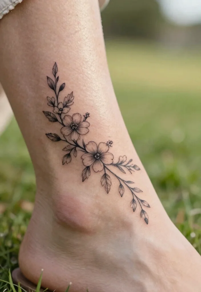 12 Ankle Bracelet Tattoo Ideas for Women: Subtle and Chic 1 12 Ankle Bracelet Tattoo Ideas for Women Subtle and Chic 1. Delicate Floral Chain 0