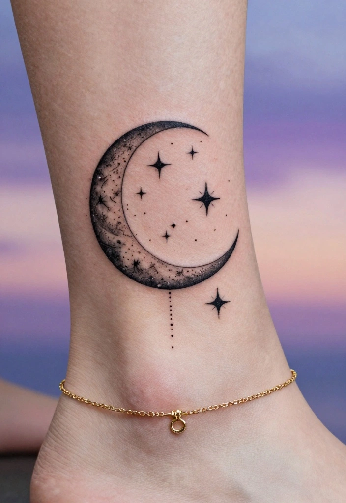 12 Ankle Bracelet Tattoo Ideas for Women: Subtle and Chic 23 12 Ankle Bracelet Tattoo Ideas for Women Subtle and Chic 3. Celestial Motifs 0