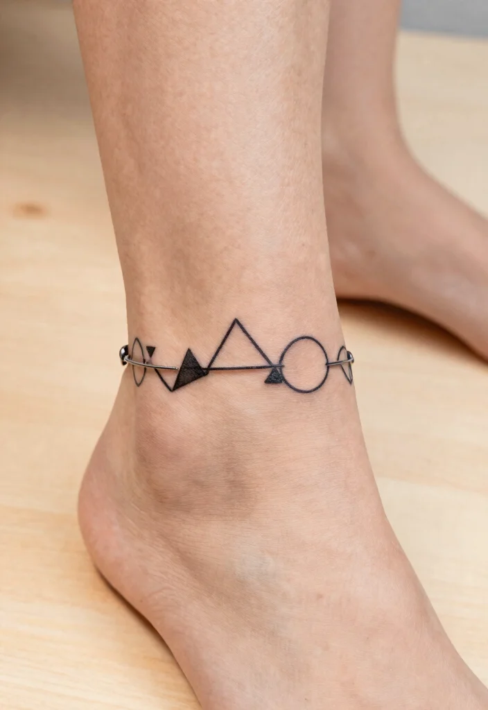 12 Ankle Bracelet Tattoo Ideas for Women: Subtle and Chic 34 12 Ankle Bracelet Tattoo Ideas for Women Subtle and Chic 4. Geometric Patterns 0