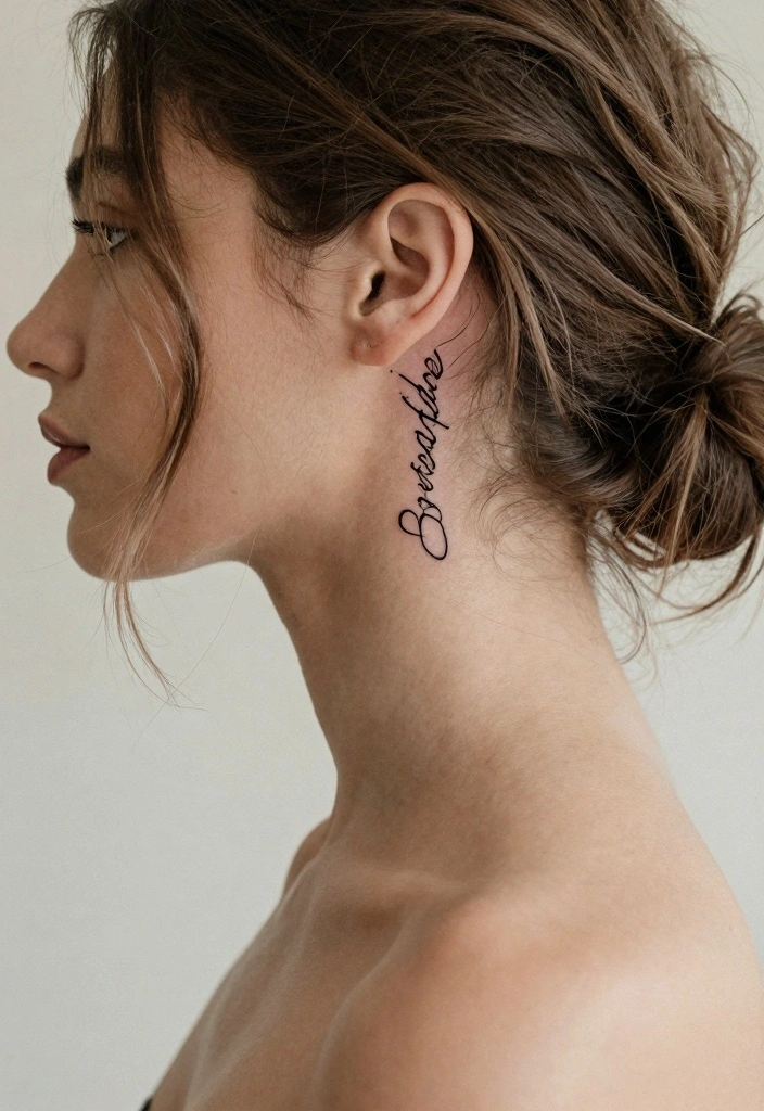 12 Behind the Ear Word Tattoo Ideas: Subtle and Aesthetic - 1. 'Breathe' 1