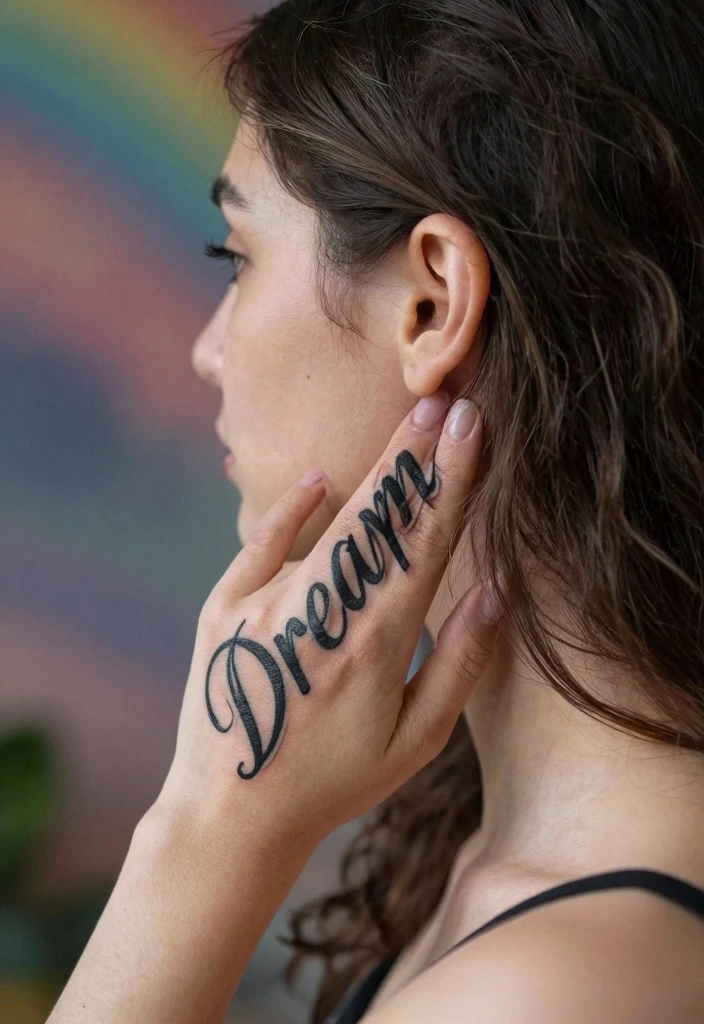 12 Behind the Ear Word Tattoo Ideas: Subtle and Aesthetic - 12. 'Dream' 1
