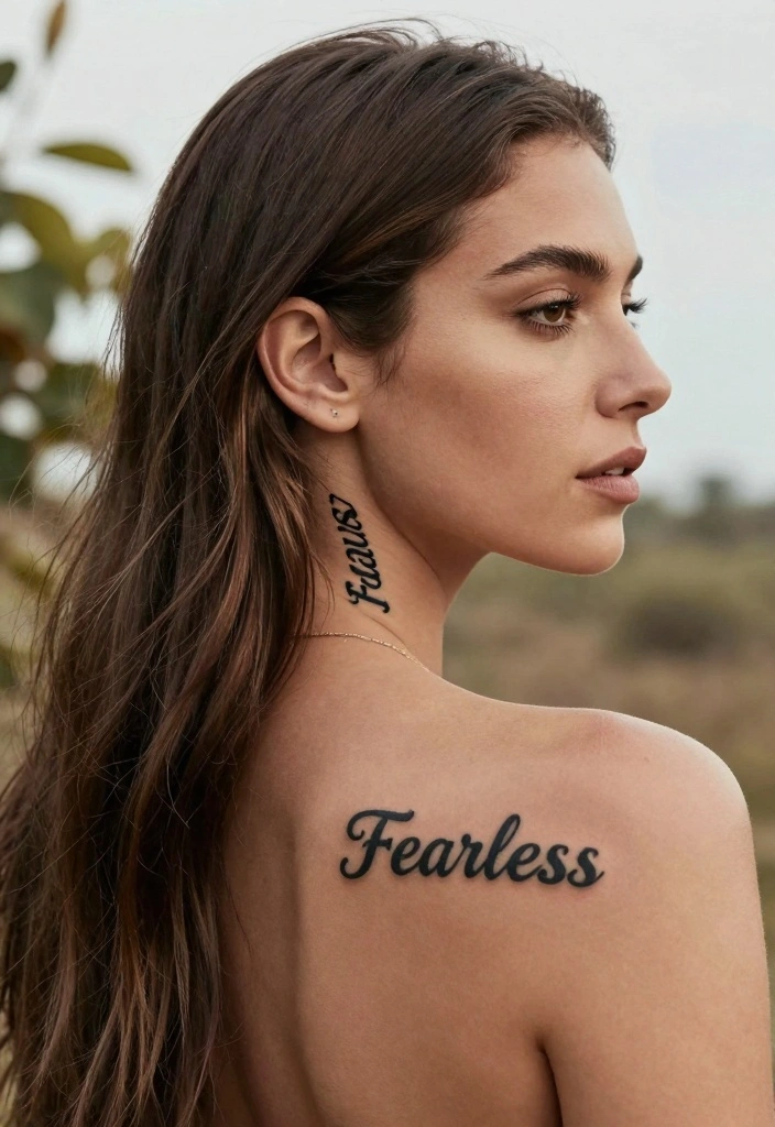 12 Behind the Ear Word Tattoo Ideas: Subtle and Aesthetic - 2. 'Fearless' 1