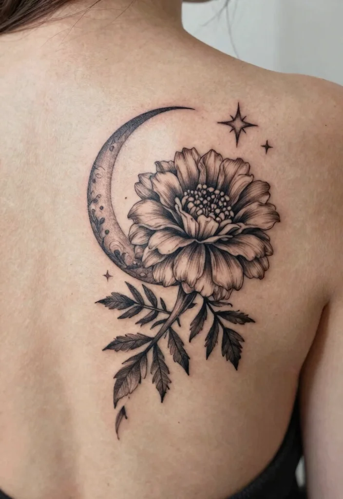 12 Black and White Marigold Flower Tattoo Ideas Elegant 78 12 Black and White Marigold Flower Tattoo Ideas Elegant 8. Marigold and Symbolic Elements 0