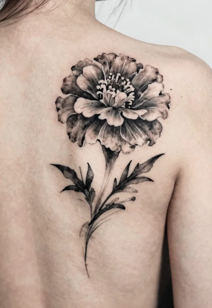 12 Black and White Marigold Flower Tattoo Ideas Elegant 89 12 Black and White Marigold Flower Tattoo Ideas Elegant 9. Black and White Watercolor Marigold 0