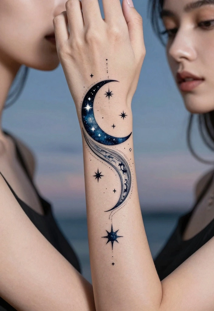 12 Charm Bracelet Tattoo Ideas Cute Personal and Stylish - 7. Celestial Themes 1