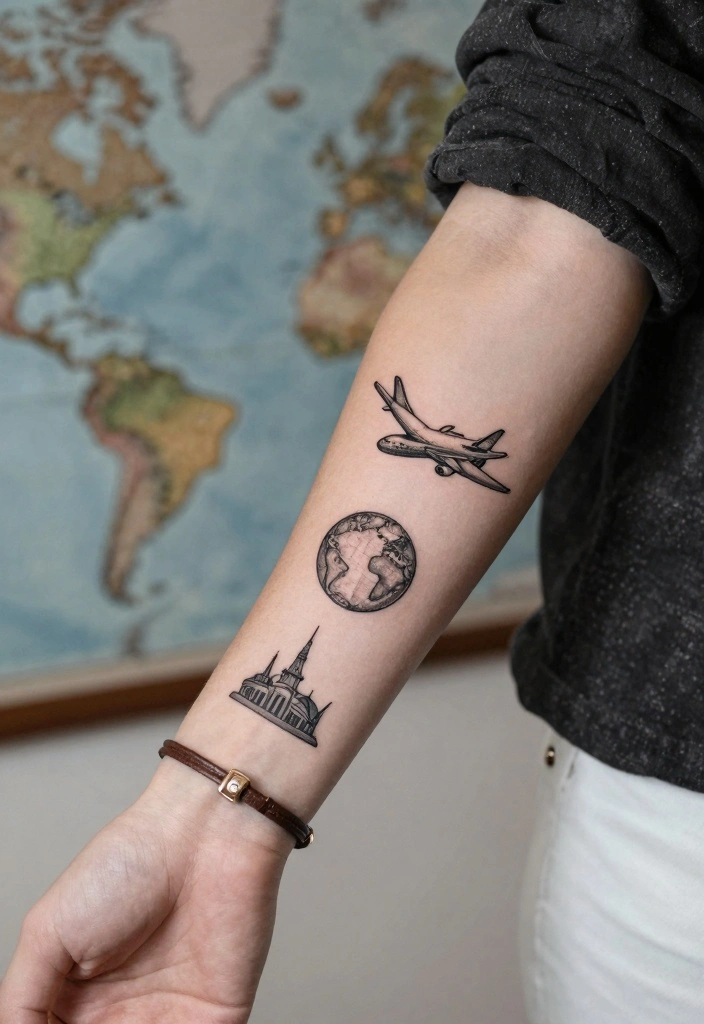 12 Charm Bracelet Tattoo Ideas Cute Personal and Stylish - 8. Travel Memories 1