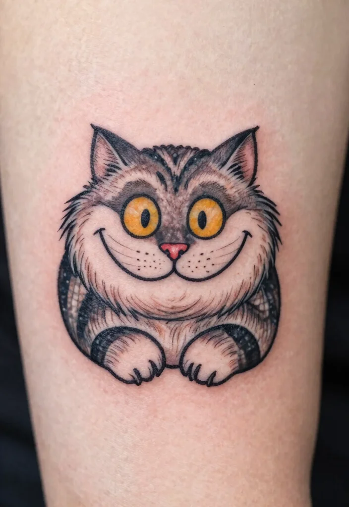 12 Cheshire Cat Tattoo Ideas Inspired by Alice in Wonderland 1. Playful Smirk 0