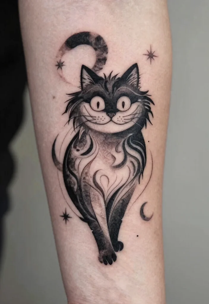 12 Cheshire Cat Tattoo Ideas Inspired by Alice in Wonderland 2. Abstract Silhouette 0