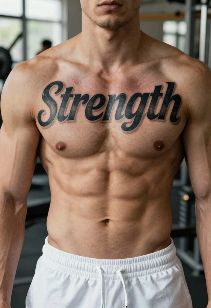 12 Chest Word Tattoo Ideas for Men: Bold and Masculine - 1. Strength 1